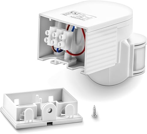 deleyCON 2x Infrarossi Rilevatore di Movimento Risalire in Superficie Montaggio a Parete Esterno a Prova di Spruzzi D'Acqua Ruotabile Barra di Inclinazione 180° Area di Lavoro Portata 12m Bianco - Honorern