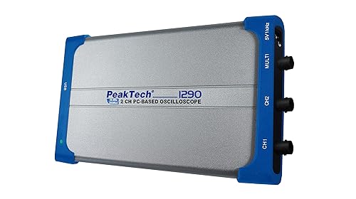 PeakTech 1290 – Oscilloscopio per PC a 2 canali (25 MHz) con USB e LAN, Software per PC, DSO, Oscilloscopio a memoria digitale (10 MiB/Ch), 20 Modalità di misurazione automatica - Per Windows - Honorern