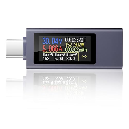 Misuratore di corrente USB C, tester di ricarica telefonica, tester USB C, misuratore di corrente voltmetro, corrente, corrente di carica, rivelatore di tempo di lavoro, 4-30 V, 0-12 A - Honorern