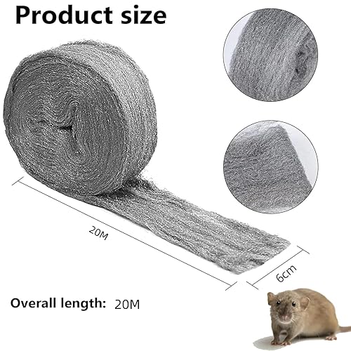 YushengTai Lana D'acciaio Contro i Topi, 20 m Di Lana D'acciaio Riutilizzabile, Lana D'acciaio Di Alta Qualità Fine 000, Levigatura e Lucidatura, Spugna in Lana D'acciaio Ha un Buon Effetto - Honorern