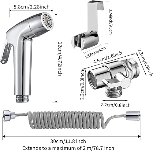 Set per bidet, doccetta in plastica ABS, set per pannolini in tessuto per bambini, con dispenser per rubinetto, modalità doppio getto, ugello, tubo per molle, supporto da parete - Honorern