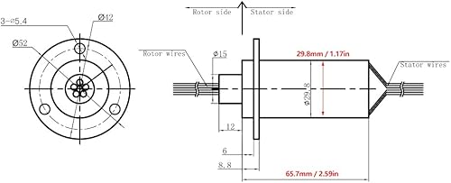 Anello Collettore Conduttivo per Corrente Ad Alta Potenza A 4 Fili da 30 A, Materiali di Alta qualità, Lunga Durata, Contatti in Metallo Prezioso, Livello IP51, Lunghezza Cavo - Honorern