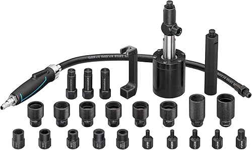 HAZET estrattore pneumatico a percussione per iniettori 9098/24, 24 pezzi, Rimozione delicata degli iniettori diesel, Previene i danni alla testa del cilindro, Include 21 adattatori per varie marche - Honorern