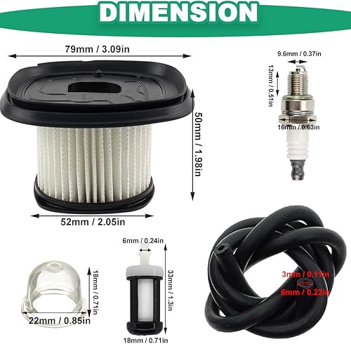 2 Pezzi BG86C Filtro dell'Aria di Ricambio per Stihl BG86 BG86C SH86 SH86C Soffiatore HD2 Filtro dell'Aria 4241 140 4400, 4241 140 4404, con Candela Filtro Carburante Linea Carburante - Honorern