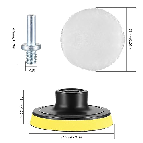 12 tamponi per lucidatura auto da 7,6 cm per trapano, trapano, lucidatura, ceratura, lucidatura, lucidatura, lucidatura auto, lucidatura, levigatura, ceratura, sigillatura, con adattatore per trapano - Honorern