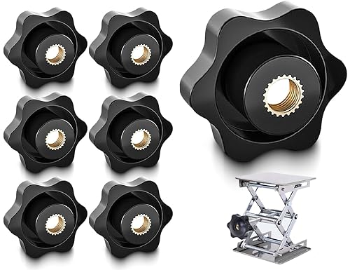 Confezione da 6 dadi con maniglia a stella M6,vite zigrinata con filettatura interna in ottone,dado ad alette tipo avvitamento M6,filettatura zigrinata,vite con maniglia stella diametro 32 mm - Honorern