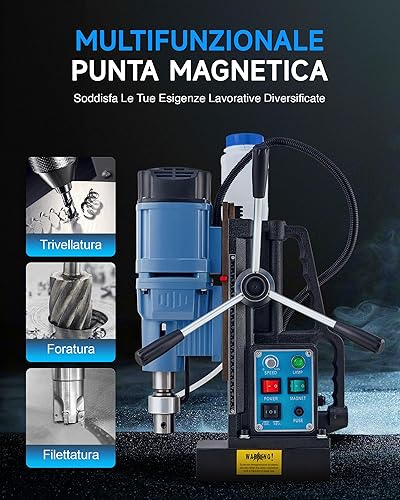 ZELCAN 1550W Trapano Magnetico con 11 Punte 13000N Trapano a Colonna Magnetico Portatile a Diametro di 50mm con 580 rpm Controllo Reversibile Velocità Continuo per Superfici Metalliche - Honorern
