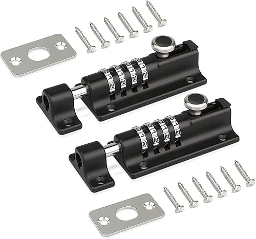 2 Sets Lucchetto A Combinazione Di Bulloni, Serratura Per Cancello Scorrevole Per Cancelli In Legno, Acciaio Inox, Viti Antimanomissione, Lucchetto A Combinazione Per Canili, Fienili, Magazzini Ecc - Honorern