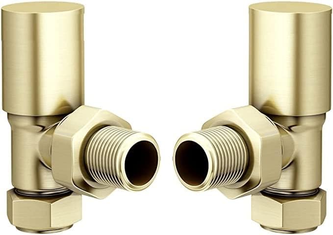 Coppia di Rubinetti Termosifone ad Angolo in Ottone Spazzolato - Honorern