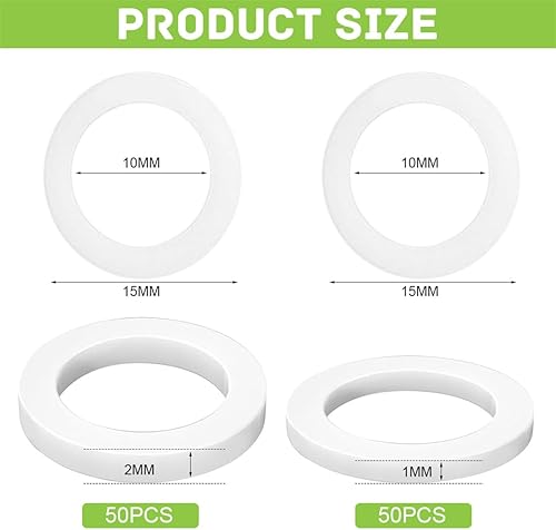 Anelli per fitness rondelle in plastica, 100 pezzi, rondelle per porte, anelli di montaggio per porte della stanza, 1 mm, 50 pezzi e 2 mm, 25 pezzi - Honorern