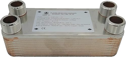 Nordic Tec Ba-16-22 - Scambiatore di calore in acciaio INOX, 22 piastre da 100 kW - Honorern
