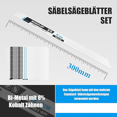 Confezione da 25 lame per sega a gattuccio, 30 cm, 18 TPI per sega a gattuccio, per sega a gattuccio, legno e metallo, 25, 18TPI 300 mm - Honorern