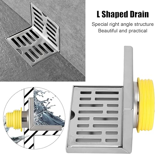 Scarico a Pavimento Ad Angolo, Scarico a Pavimento in Acciaio Inossidabile a Forma di L Installazione Incorporata Superfici di Drenaggio Orizzontali Processo di Disegno Resistente Alla Corrosione per - Honorern