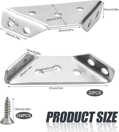 22 x Staffe Angolari Squadrette Triangolari Squadretta di Giunzione Per Il Fissaggio Di Mobili In Legno, Tavoli, Sedie, Finestre - Honorern