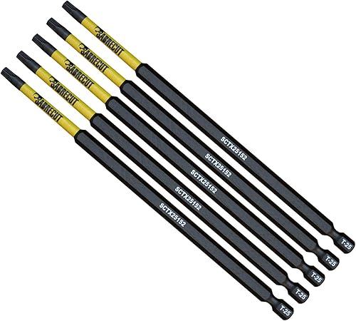 5 x SabreCut SCTX25152_5 152 mm T25 TX25 Set di punte per cacciavite a impatto magnetico Torx Heavy Duty compatibile con Dewalt Milwaukee Bosch Makita e altro - Honorern