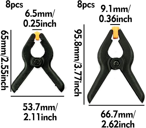 16 Pezzi Morsetti a Molla, 2 Pollici/3 Pollici Morsetti da Falegname, Fermagli a Molla Nylon per Morsetto di Tensione per Sfondo Fotografico - Honorern