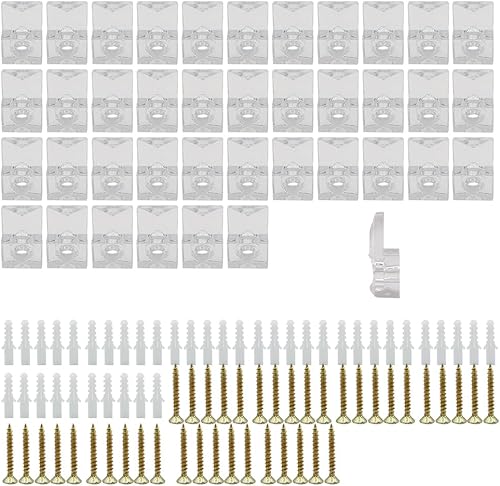 40 Set Clip a specchio in vetro trasparente,Clip di fissaggio in vetro,Clip di fissaggio a specchio,Per il fissaggio di porte e specchi in vetro di spessore 4 mm - Honorern