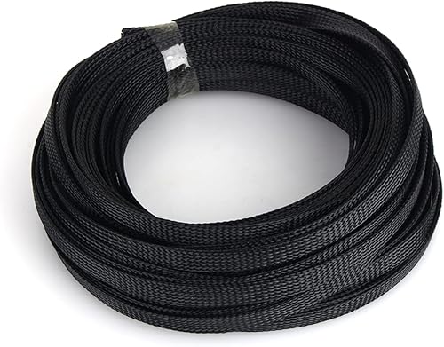 Guaina Cavo Intrecciata Manicotto Estendibile 6mm 10m PET Nero per Cavi di Domestici e per Ufficio - Honorern
