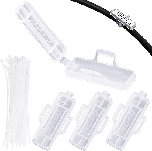 100 Pezzi etichette segna cavo,10 mm Etichette per Cavi Segnacavi Elettrici in Plastica,Scatola di Identificazione, Marcatura Trasparente e Impermeabile per Fili Scatola di Etichette per Fascette - Honorern