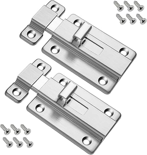 Chiavistello 2 Pezzi Serratura Porta in Acciaio Inox Chiavistello per Porta in Legno Serratura Porta Interna per Tutti I Tipi di Porte Interne - Honorern