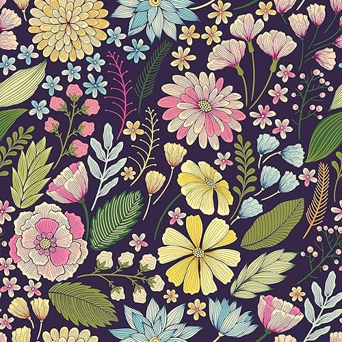 FunStick Carta da Parati Floreale Carta da Parati Adesiva Muro Floreale Viola Camera da Letto Impermeabile Pellicola Adesiva per Mobili Foglie Tropicali Carta Adesiva Armadio Tropicale Lilla 44.5CM×3M - Honorern