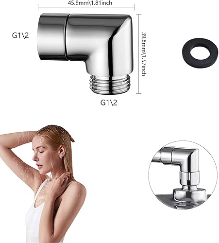 Adattatore per doccetta 135 gradi, connettore angolare per braccio doccia da 1/2 pollice, adattatore per tubo doccia con rondelle per doccetta, collegamento per braccio doccia mobile - Honorern