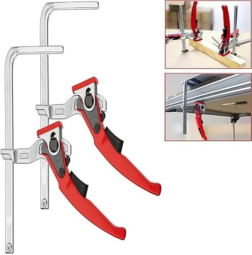 Set di morsetti a vite, Morsetti a Vite,F-Bar Morsetto da Falegname,2 pezzi, Con grandi ganasce a cricchetto in acciaio con profondità della gola regolabile a 60 mm per levigare, tagliare - Honorern