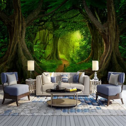 Carta da Parati 3D Giungla Tropicale Con Fiume, Quadri Murali Flusso Nella Giungla, Sfondo Murale 400 x 280 cm - per Camera letto, Soggiorno - Honorern