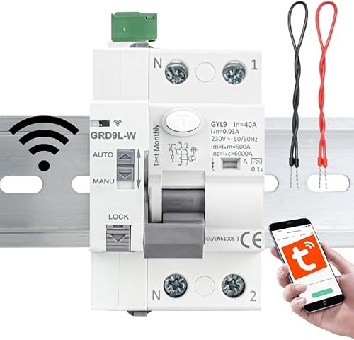 Differenziale WIFI Rearmable Superimmunizzato SI 2P 40A 30mA 6Ka TIPO A. TUYA Smart. Interruttore differenziale riarmato via WIFI Super immunizzato. Interruttore intelligente. - Honorern