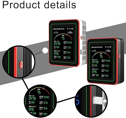 Monitoraggio della qualità dell'aria 15-in-1 Monitor dell'inquinamento atmosferico professionale WiFi Monitor della qualità dell'aria interna AQI PM0.3 PM2.5 Tester APP Control Domestico - Honorern