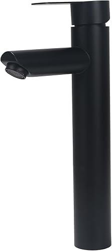 Rubinetto Bagno Lavabo Alto Rubinetto per lavabo alto Rubinetto Lavabo Monocomando Miscelatore per Bagno Controllo Acqua Calda e Fredda Altezza Del Beccuccio 20cm Cromo Nero - Honorern