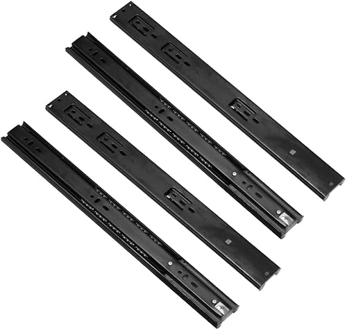 2 paia Guide per Cassetti Soft Close, 350mm con Cuscinetti a Sfera, Montaggio Laterale, Metallo Nero - Honorern