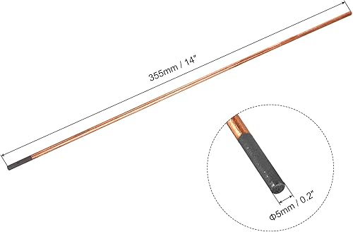 Rame Rivestito Scriccatura Carbonio Scriccatura Aste, 5mm/0.2' Diametro, 355mm/14' Lunghezza Rame Rivestito Elettrodi, 5pz - Honorern