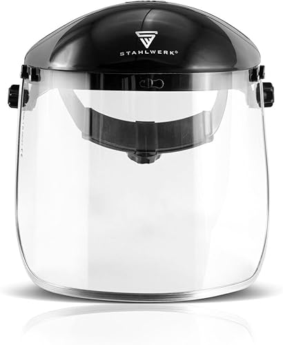 STAHLWERK Schermo protettivo viso con visiera per levigatura molto leggero con ampio finestrino, vestibilità grazie alla comoda fascia regolabile - Honorern