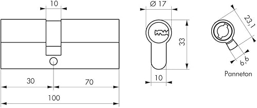 Cilindro europeo a doppia entrata Trafic 6, 30x70mm, nichel, antiperforazione, antirottura, 5 chiavi piatte reversibili- THIRARD - Honorern