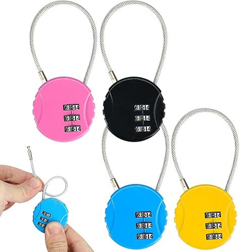 4 pezzi Lucchetto Valigia, Lucchetto Armadietto, Lucchetti per Valigie, Lucchetto con Combinazione, Lucchetto Armadietto Palestra, Lucchetto Zaino, Lucchetto Palestra, Lucchetto per Valigia - Honorern