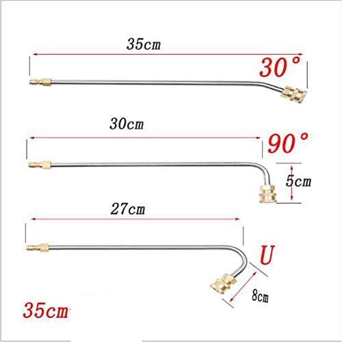 TOTMO XU-shaped/30/90 Angle 5000 PSI 35 cm In Acciaio Inox Spray Lancia Estensione per Rondella di Pressione Spruzzatore Auto Strumento di Pulizia Rondella - Honorern