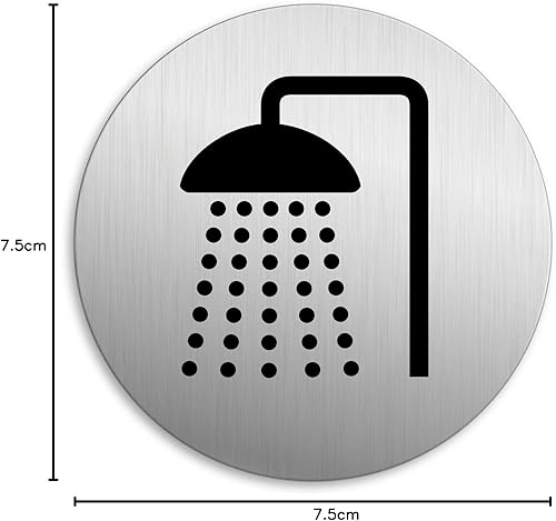 Targhetta per Porta - Doccia Targa Ø 75 mm Alluminio Spazzolato Auto-adhesiva - Honorern