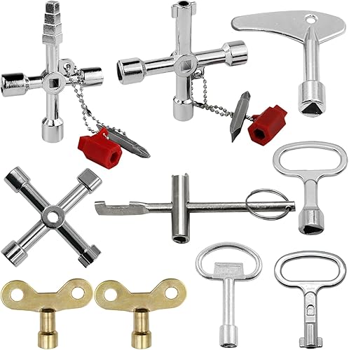 Set di 10 Chiave Universale Chiave Quadrata Contatore Chiave Contatore Gas Adatto per Rubinetti Cruscotti Armadi di Comando Ascensori Manutenzione Idraulica Manutenzione Elettrodomestici Manutenzione - Honorern