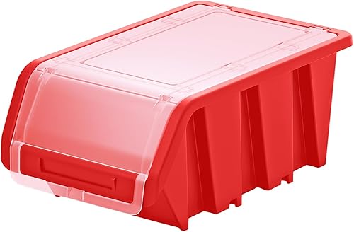 Set di 8 Contenitori a Bocca di Lupo | 16x23x12 cm | Impilabili | Sovrapponibili | Nero | in Plastica - Honorern