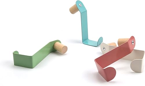 Attaccapanni da Porta, 4 pezzi Gancio Appendiabiti a Quattro Colori, Maniglia in Legno Gancio Porta, per Porte del Soggiorno, Porte Delle Camere da Letto, Porte Degli Armadi e Porte del Bagno - Honorern