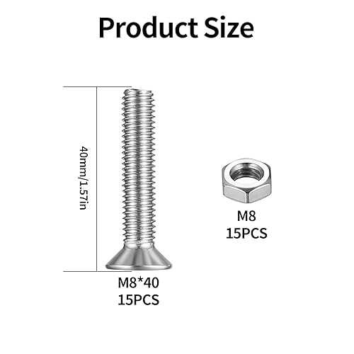 M8 Bulloni e Dadi Set, Set Bulloni Viti a Testa Svasata, Viti Bulloni a Testa Svasata Torx, Viti a Testa Cilindrica Piatte Torx con Dadi in Acciaio Inossidabile, con Torx Punta (M8x60mm(15Pcs)) - Honorern