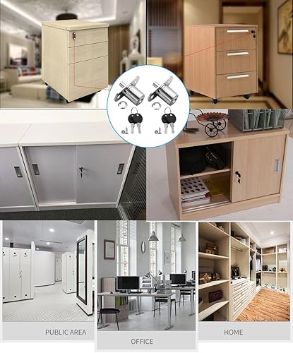 2 serrature a cilindro per armadietti, cassetti, cassetta postale di sicurezza, chiave W, chiavi diverse per archivi, ufficio, scrivania e computer, confezione da 2 - Honorern