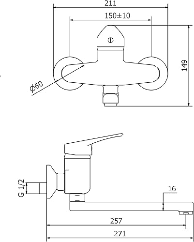 T-One Lavello Parete Cromato - Honorern