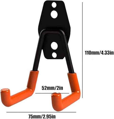 Ganci per Garage, Confezione da 4 Ganci di Stoccaggio per Garage Ganci per Appendere a Parete con Supporto Resistente, Supporto per Organizer per Attrezzi da Parete con Rivestimento Antiscivolo - Honorern
