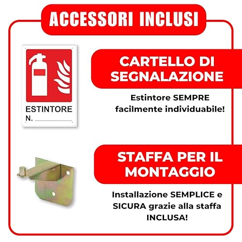 Estintore a CO2 Kg 2, Certificato, di Nuova Costruzione, Fornito di Staffa e Cartello + Primo Tagliando di Controllo Applicato Tramite Adesivo sull’Estintore Stesso - Honorern