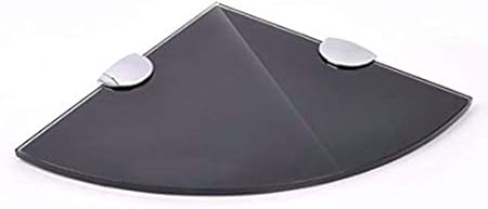 Mensola angolare in vetro temperato, spessore 6 mm, 300 mm, colore: nero - Honorern