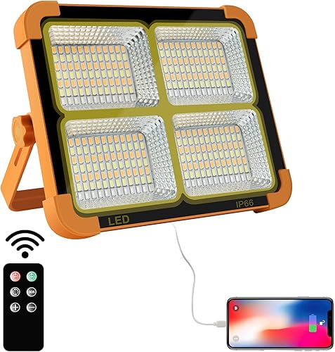 CosyEasy 100W Faro LED Portatile, 15600mAh Solare Ricaricabile Con Telecomando - Proiettore per Cantiere, Garage, Campeggio, Emergenza - Honorern