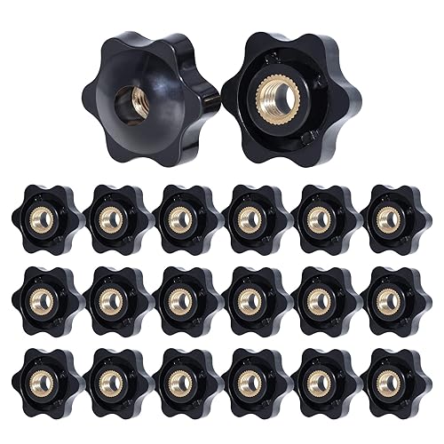 Manopole Dado M8 × 32mm, Set di 20 Bulloni Stella M8 in Plastica Nero, Pomelli Regolabili M8 per Macchinari e Attrezzature - Honorern