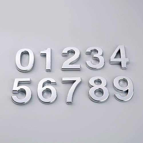 10pcs 0-9 numero segno per casa albergo numero di porta targa placca sticker targa segno 5 cm (argento) - Honorern